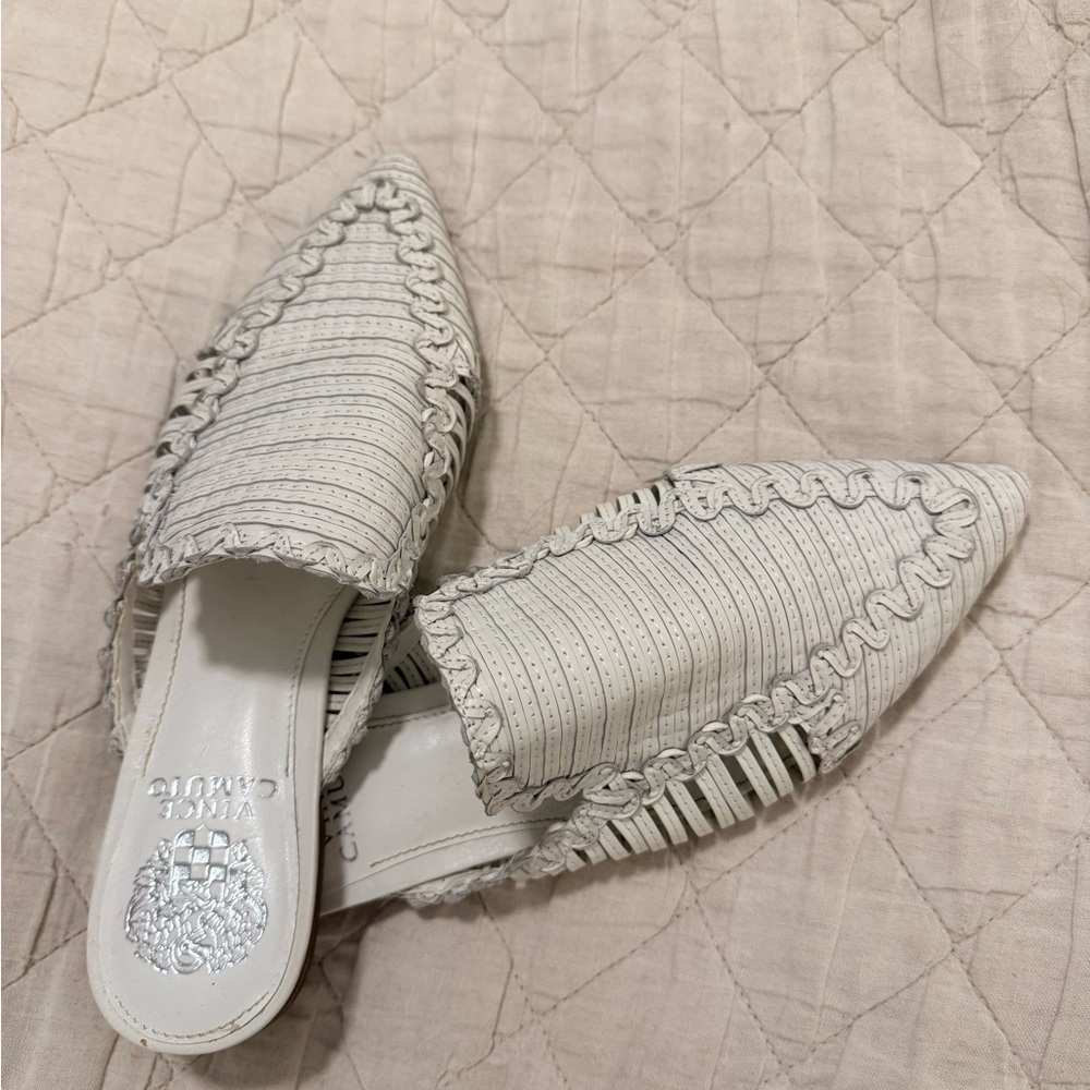 Vince Camuto Cream Textured Mules